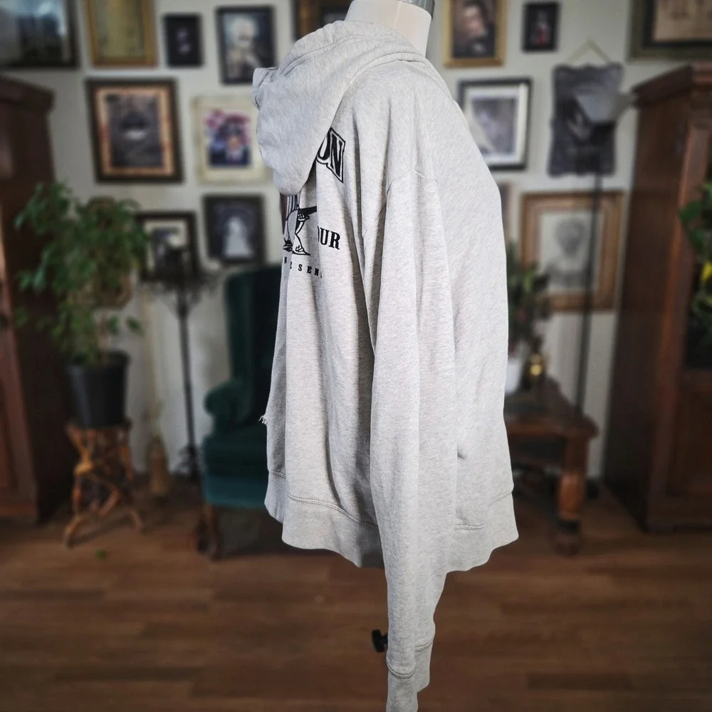 True Religion‎ Zip Up Hoodie Mens 3XL Grey World Tour Buddha Logo Distressed Y2K